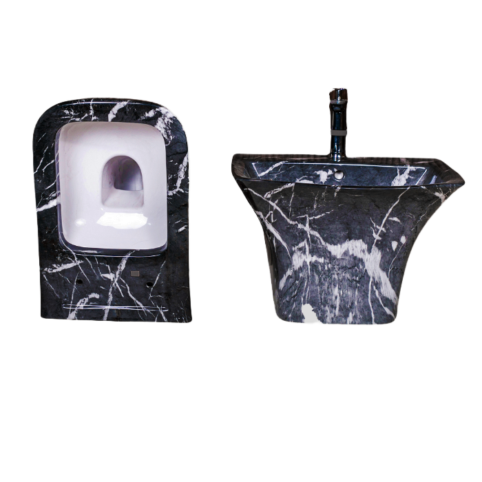 Marble toilet and basin