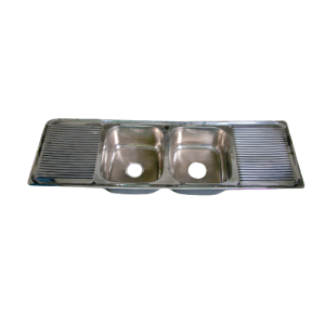 Kitchen sink double bowl, double drain